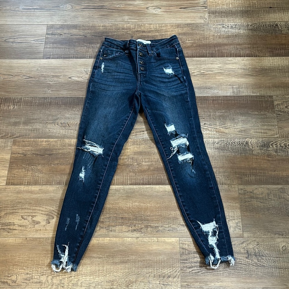 KanCan Blue Skinny Jeans with Distressed Details